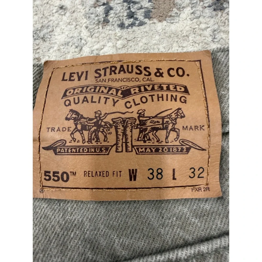 Vintage Levis‎ 550 Relaxed Fit Jeans Mens 38x32 Olive Brown Faded Denim USA 1997